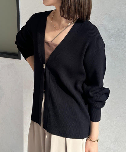 裝飾紐扣 羅紋針織 開衫