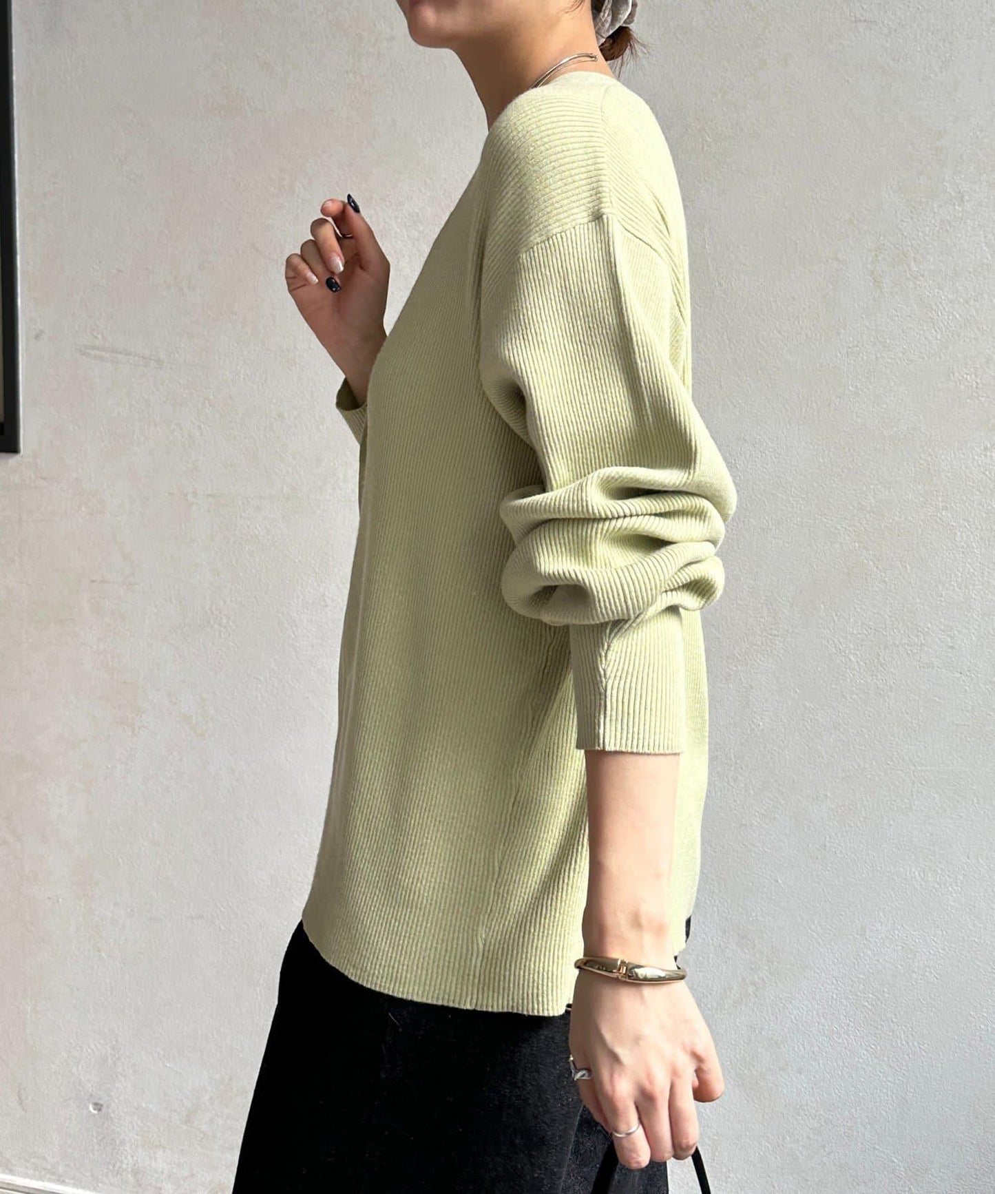 裝飾紐扣 羅紋針織 開衫