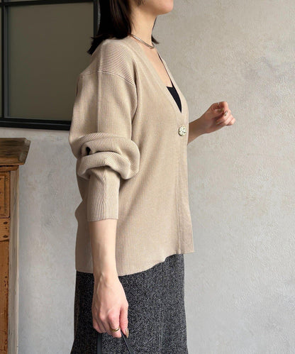 裝飾紐扣 羅紋針織 開衫
