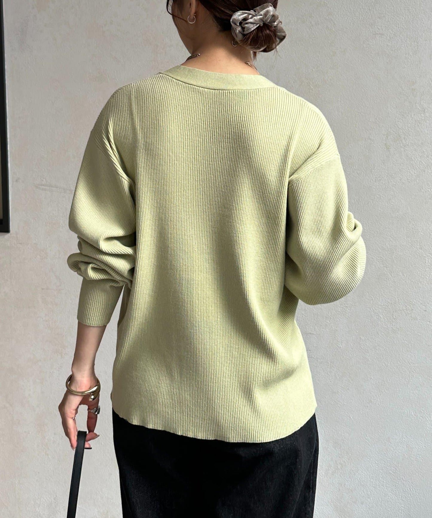 裝飾紐扣 羅紋針織 開衫