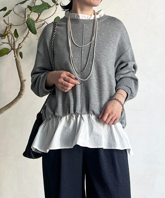 荷葉邊襯衫疊穿風 套頭上衣
