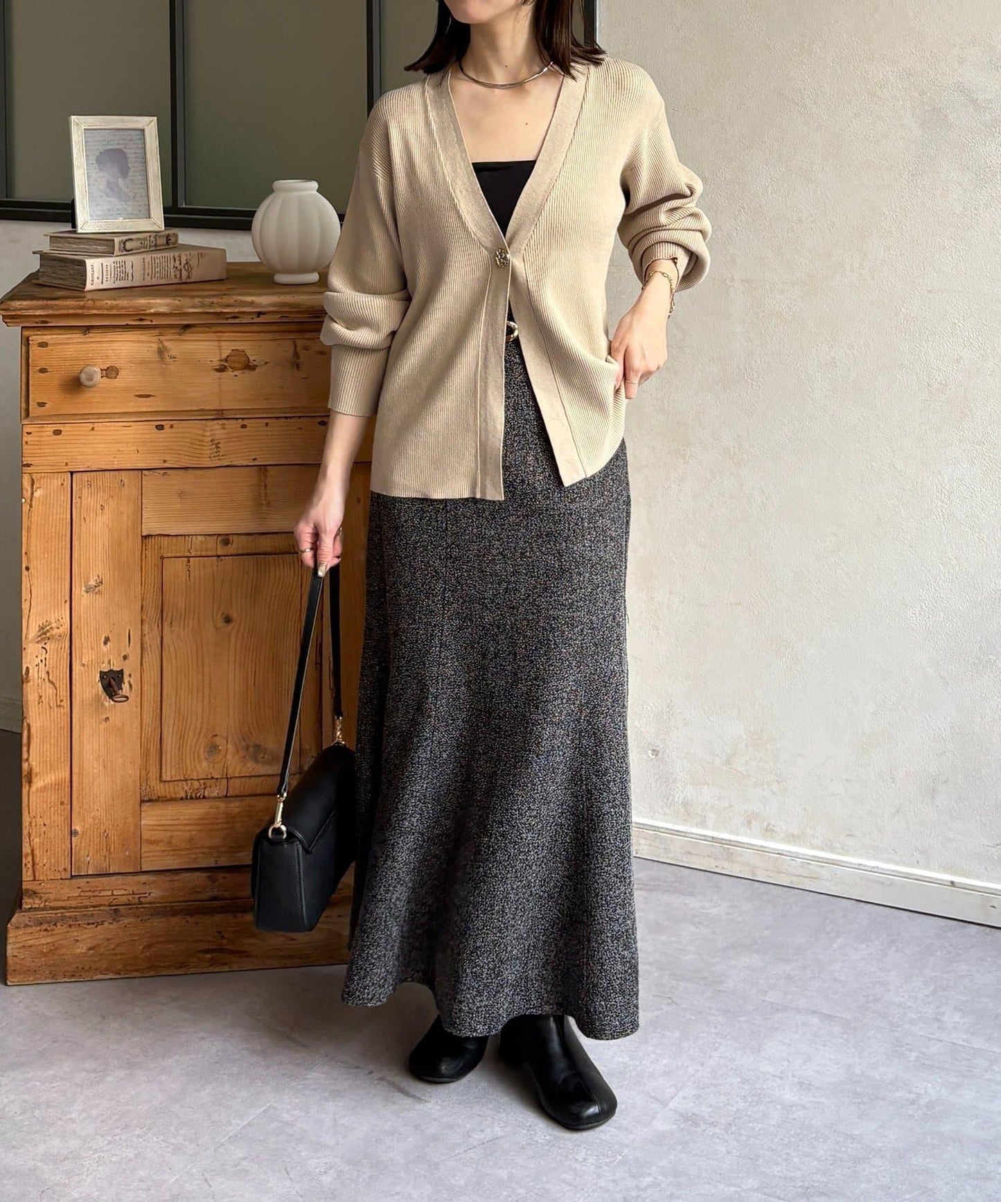 裝飾紐扣 羅紋針織 開衫