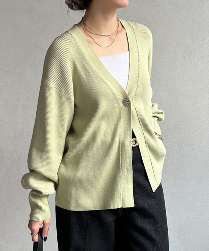 裝飾紐扣 羅紋針織 開衫