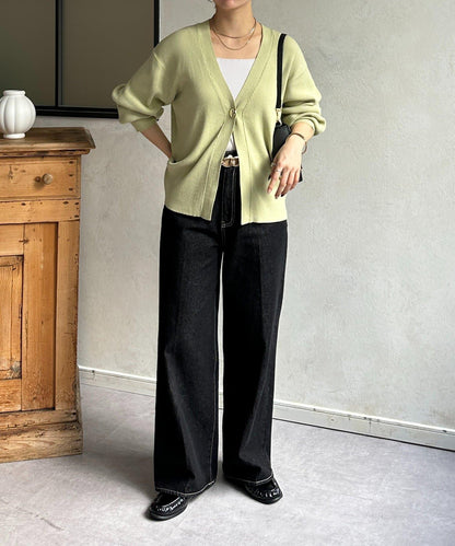 裝飾紐扣 羅紋針織 開衫