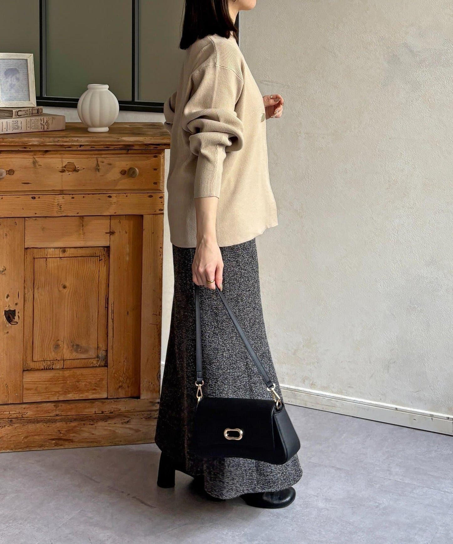 裝飾紐扣 羅紋針織 開衫