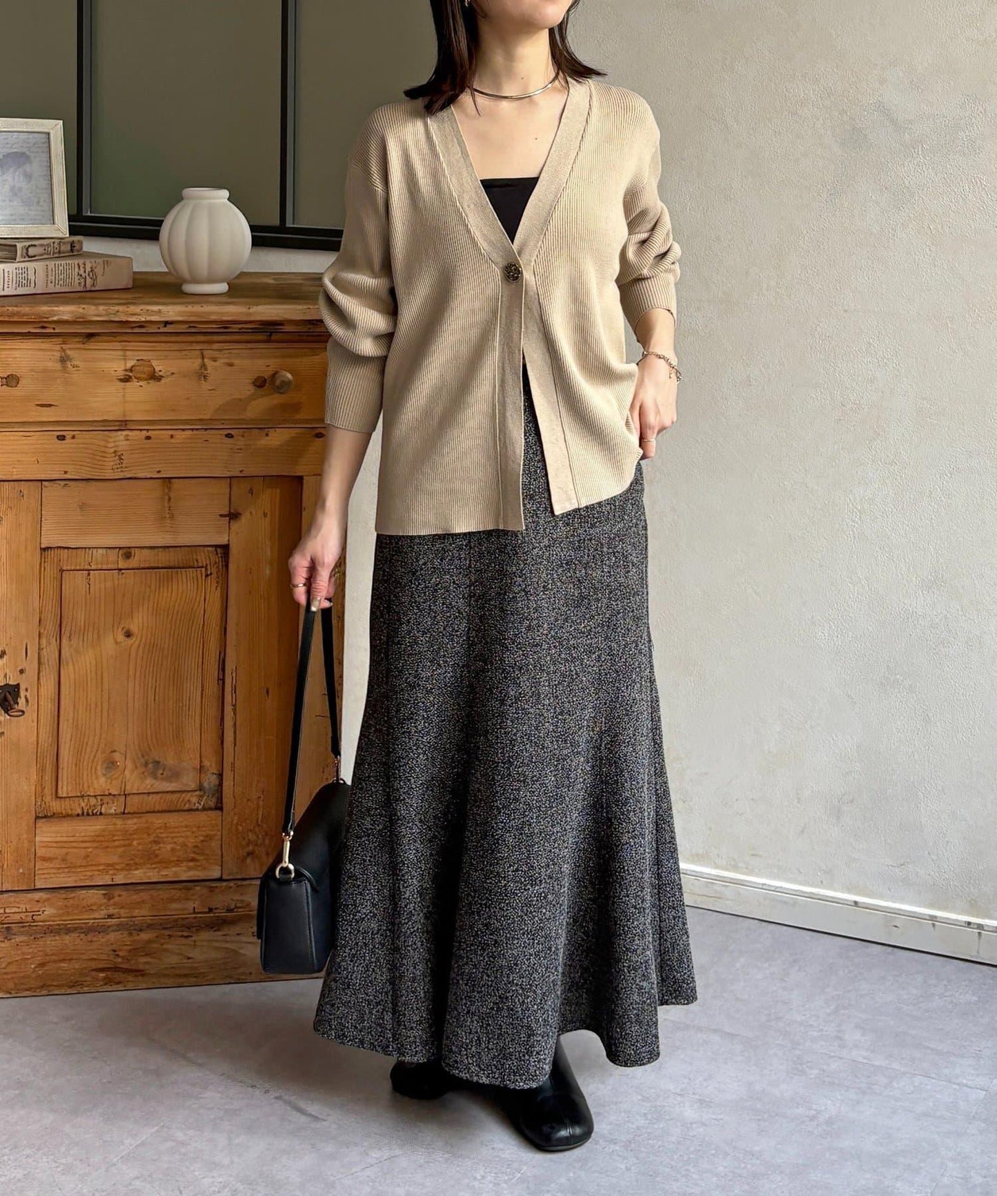 裝飾紐扣 羅紋針織 開衫