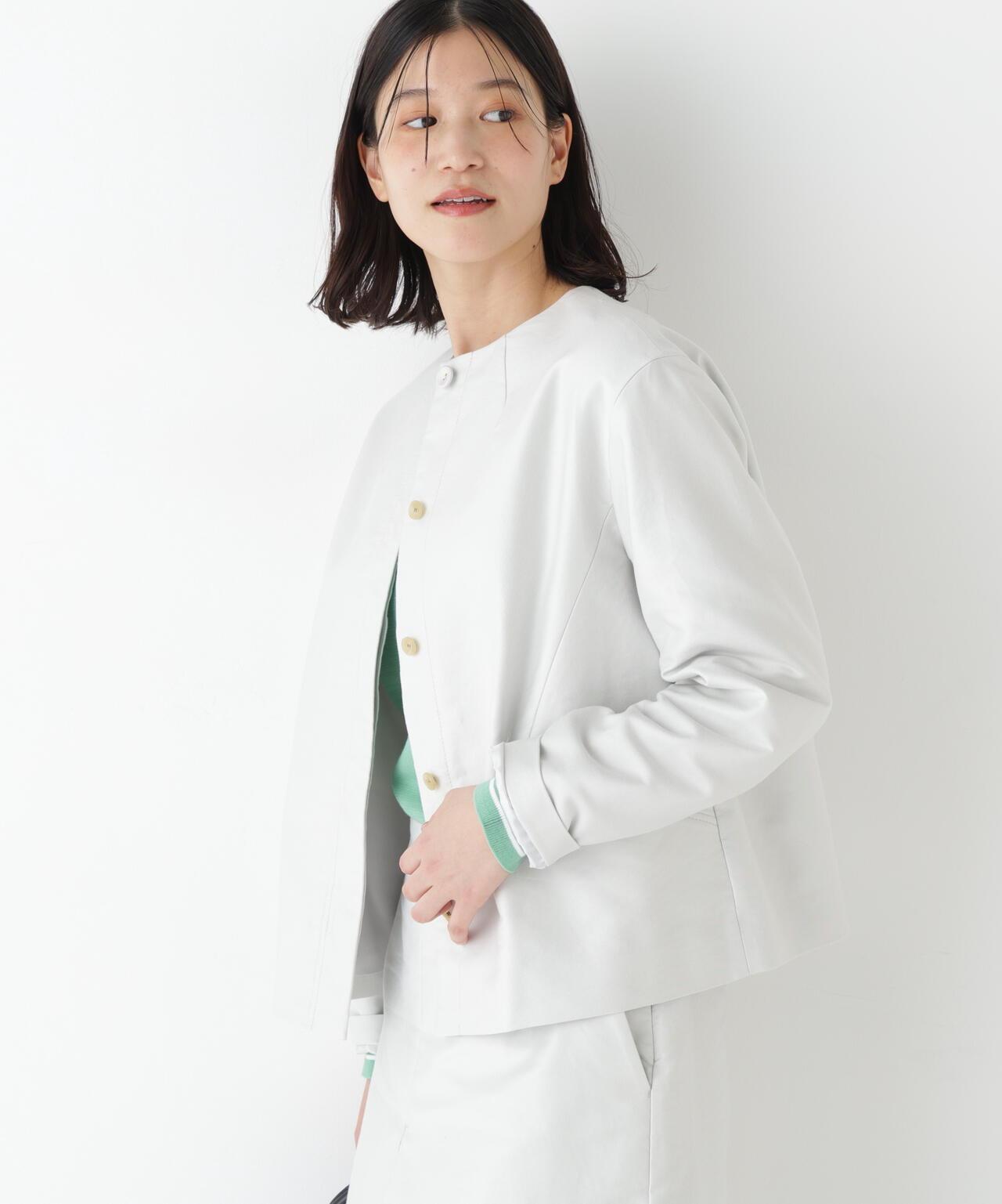 輕薄磨毛無領夾克