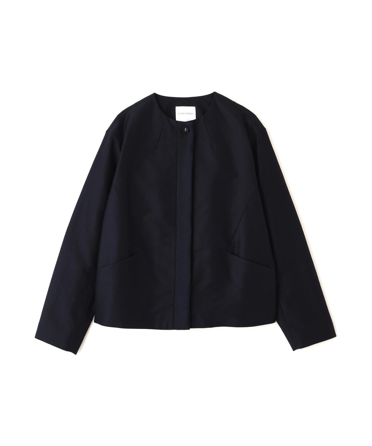 輕薄磨毛無領夾克