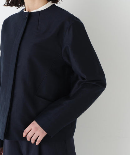 輕薄磨毛無領夾克