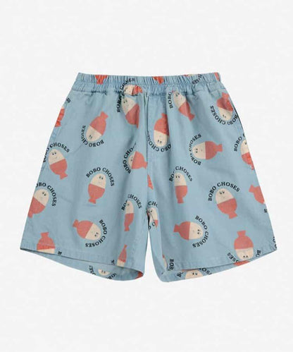 Morning Egg all over woven 兒童 bermuda shorts