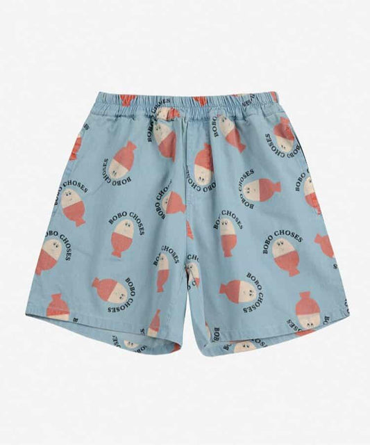 Morning Egg all over woven 兒童 bermuda shorts