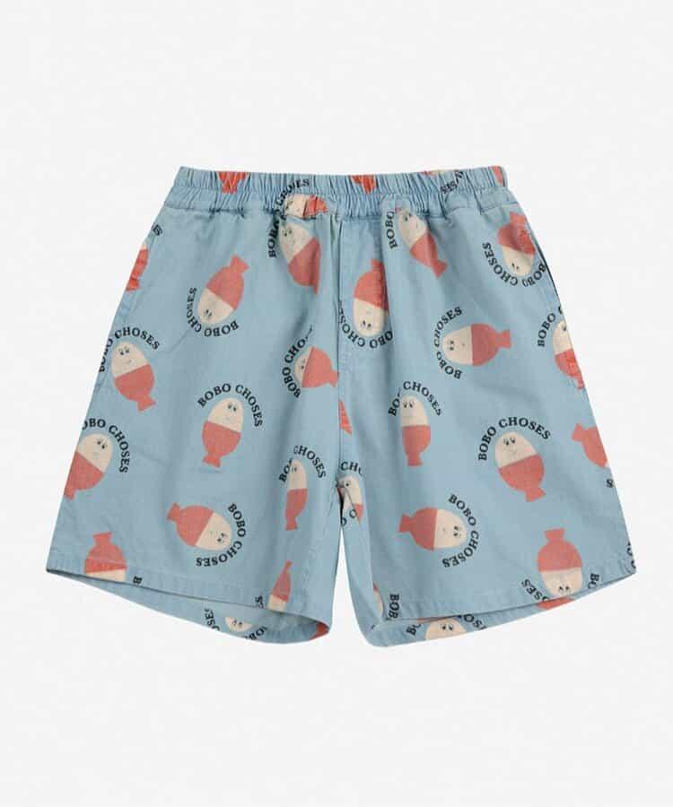 Morning Egg all over woven 兒童 bermuda shorts