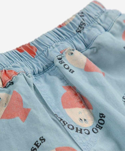 Morning Egg all over woven 兒童 bermuda shorts