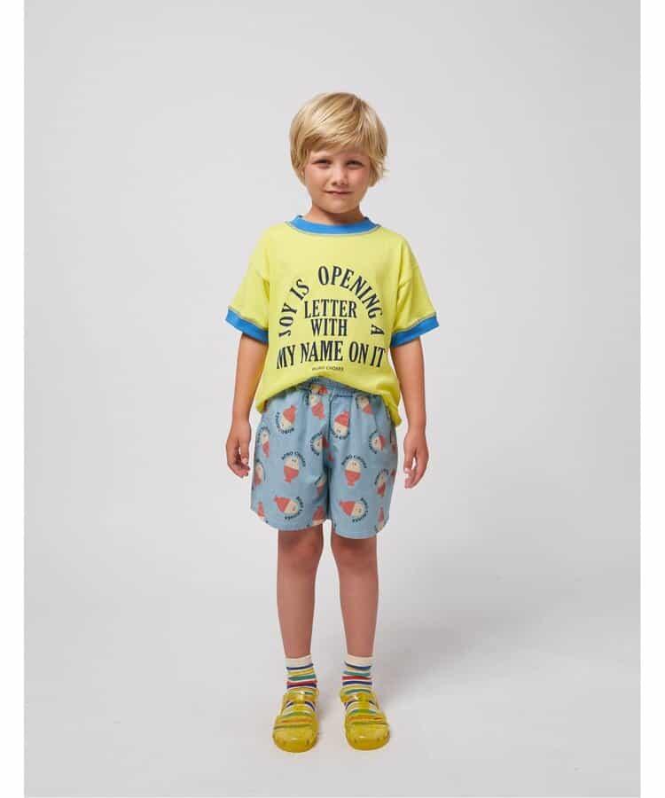 Morning Egg all over woven 兒童 bermuda shorts