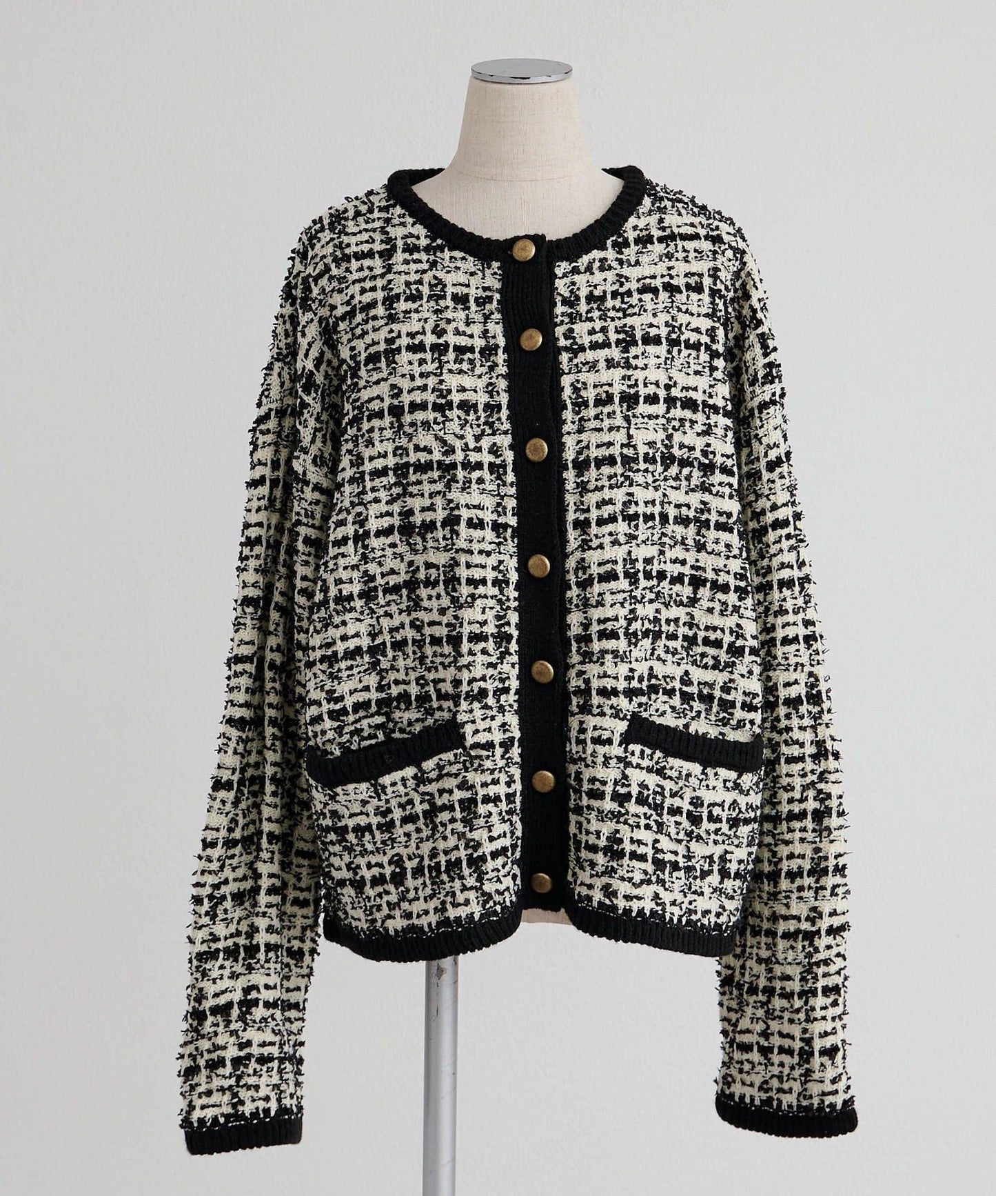 花呢風針織開衫