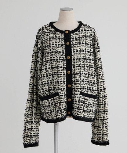 花呢風針織開衫