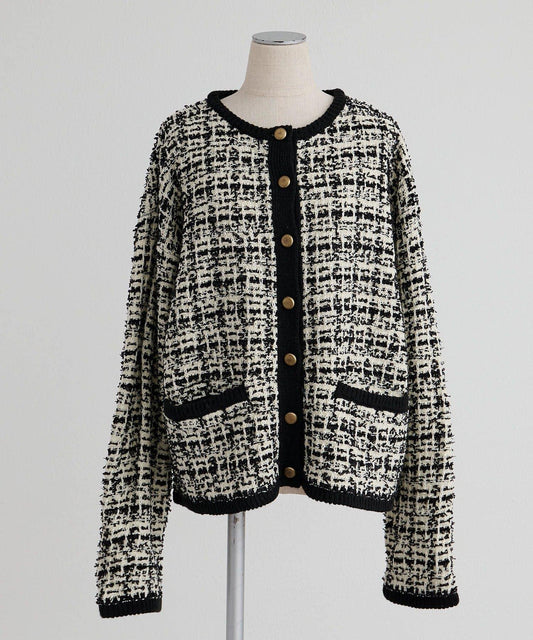 花呢風針織開衫