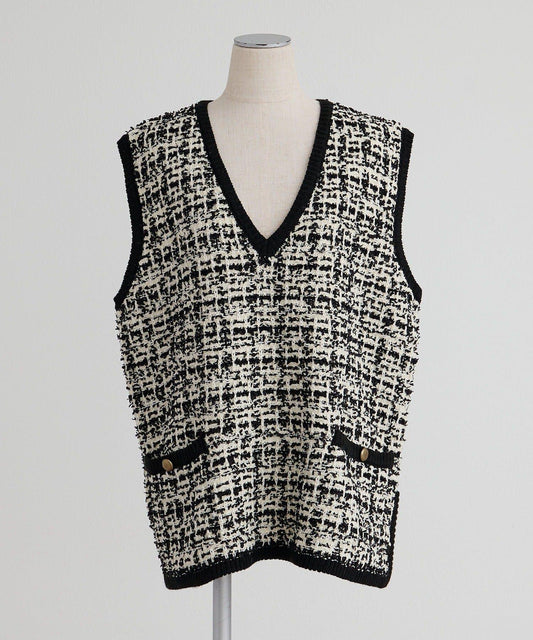 粗花呢風 針織背心