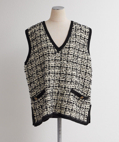 粗花呢風 針織背心