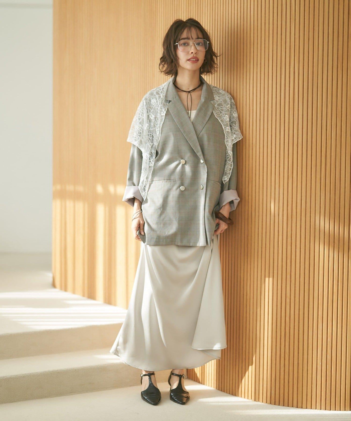 蕾絲套裝 寬鬆版 西裝領 西裝外套