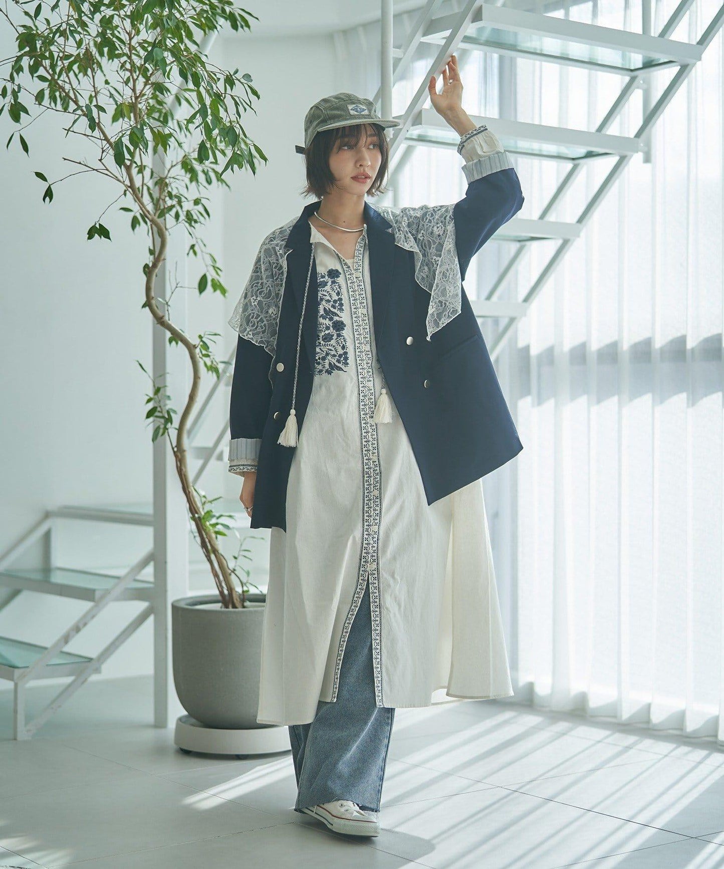 蕾絲套裝 寬鬆版 西裝領 西裝外套