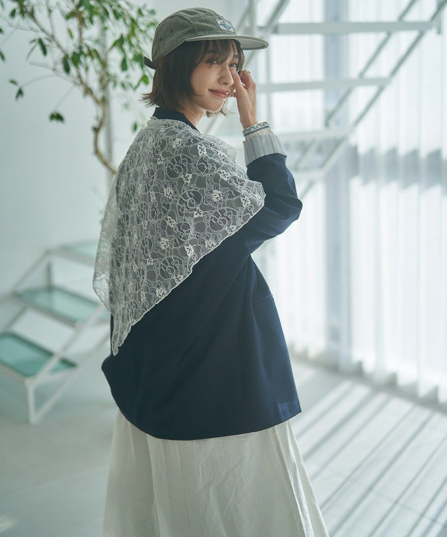 蕾絲套裝 寬鬆版 西裝領 西裝外套