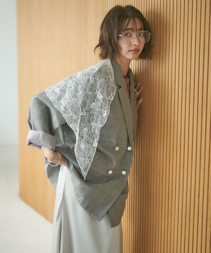 蕾絲套裝 寬鬆版 西裝領 西裝外套