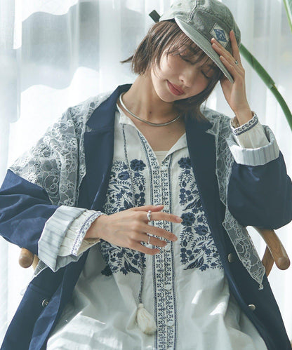 蕾絲套裝 寬鬆版 西裝領 西裝外套