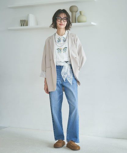 蕾絲套裝 寬鬆版 西裝領 西裝外套