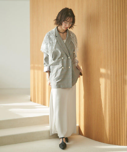 蕾絲套裝 寬鬆版 西裝領 西裝外套