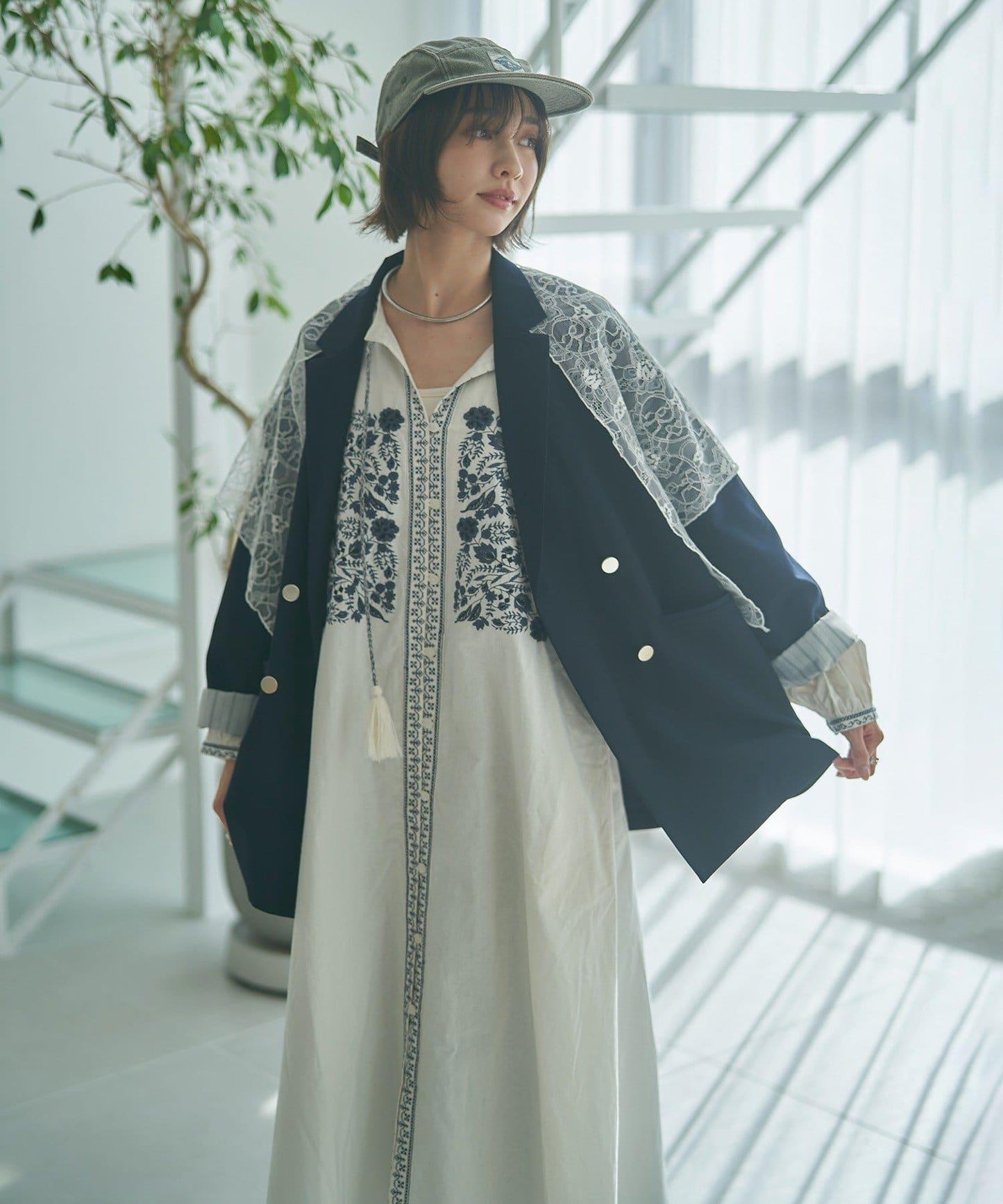 蕾絲套裝 寬鬆版 西裝領 西裝外套