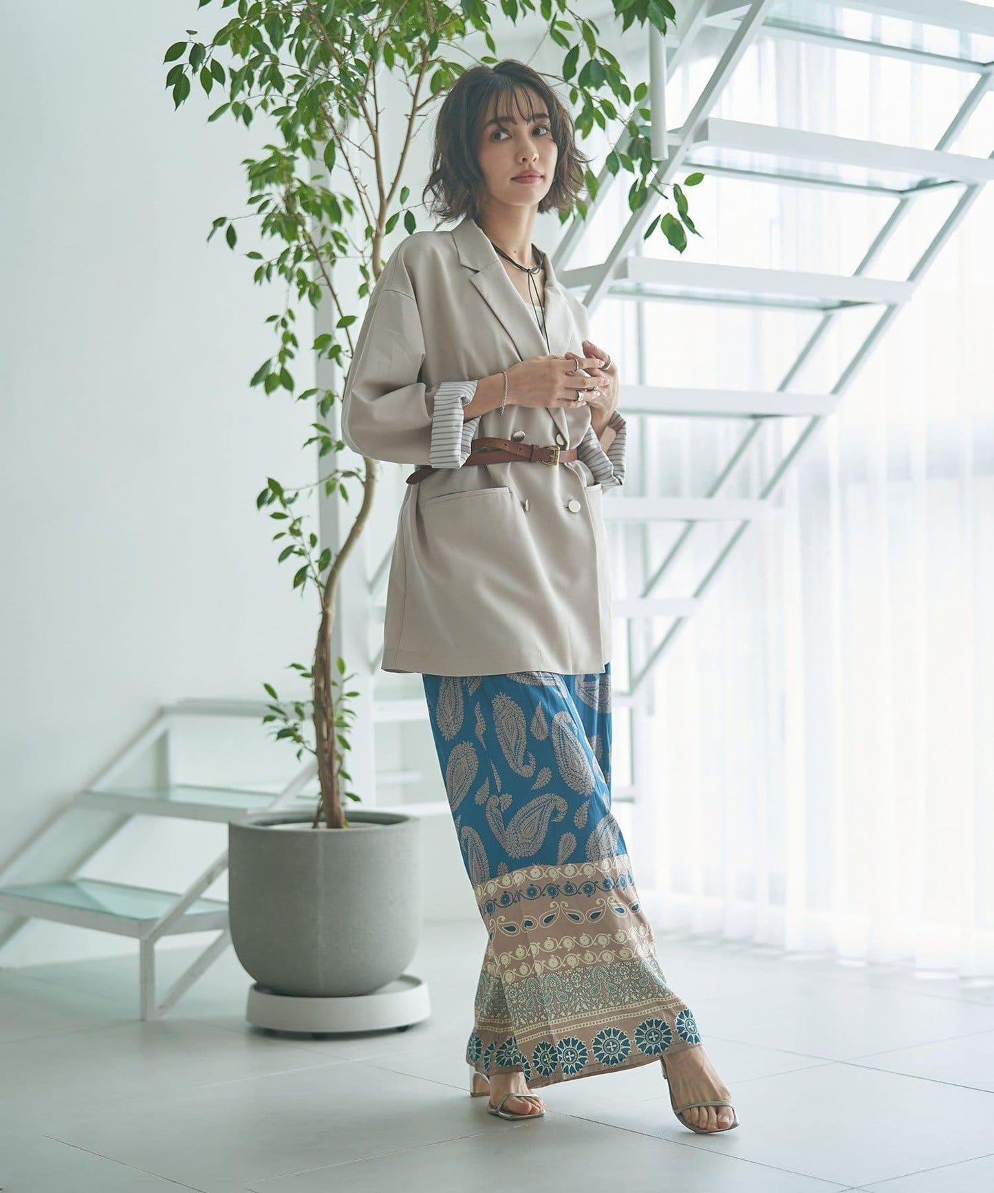 蕾絲套裝 寬鬆版 西裝領 西裝外套