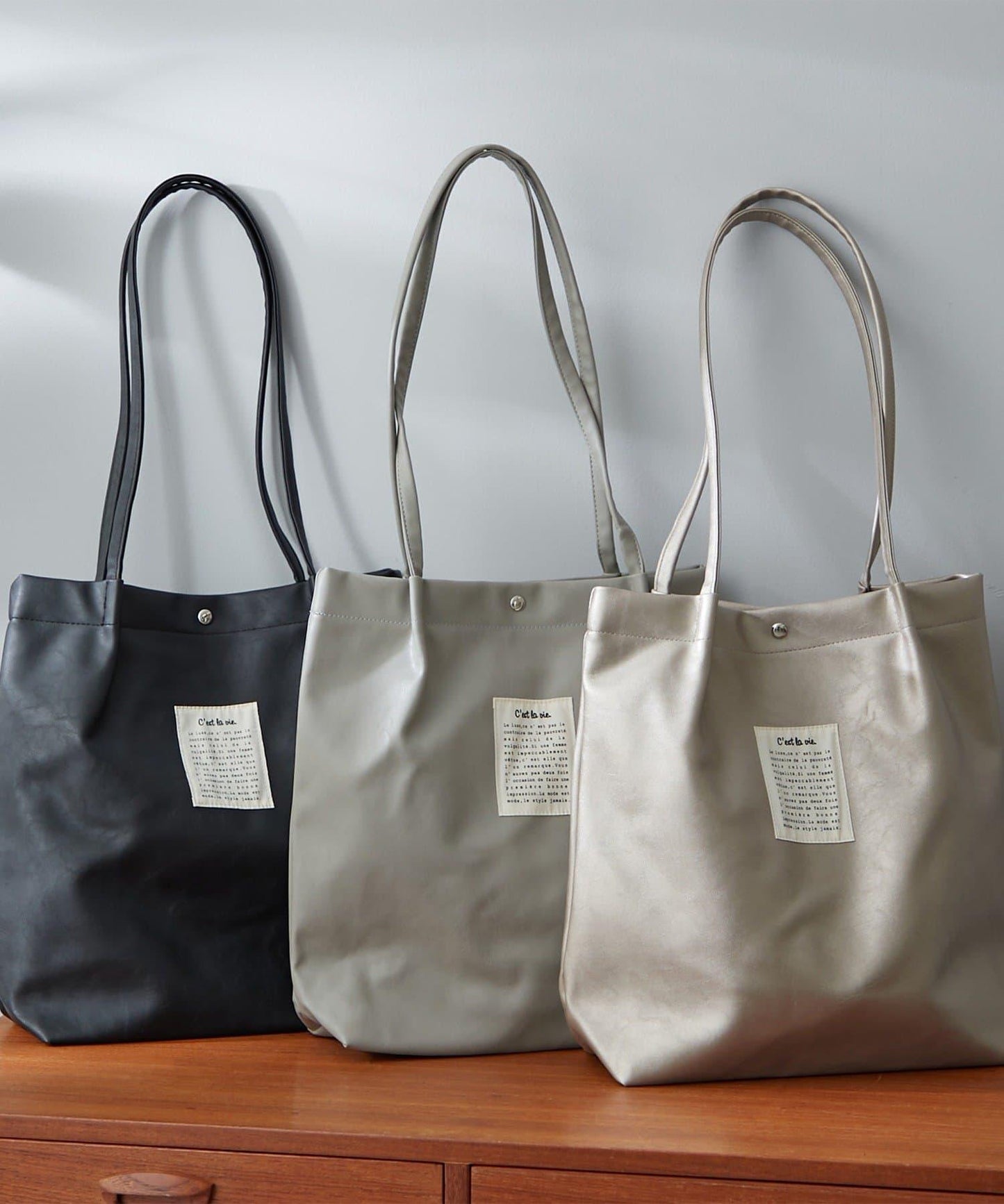 A4尺寸收納 仿皮 手柄褶皺 托特包