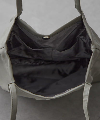 A4尺寸收納 仿皮 手柄褶皺 托特包