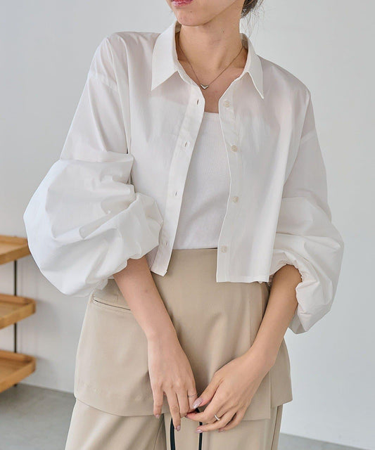 短款泡泡袖襯衫