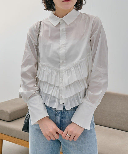 下襬荷葉邊設計 襯衫