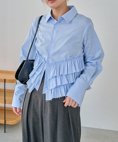 下襬荷葉邊設計 襯衫