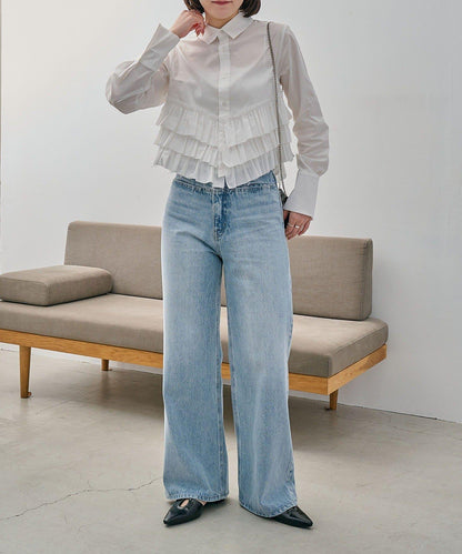 下襬荷葉邊設計 襯衫