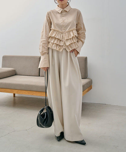 下襬荷葉邊設計 襯衫