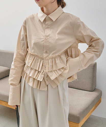 下襬荷葉邊設計 襯衫