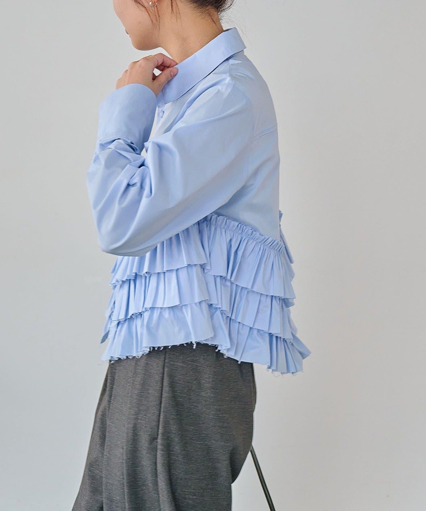 下襬荷葉邊設計 襯衫