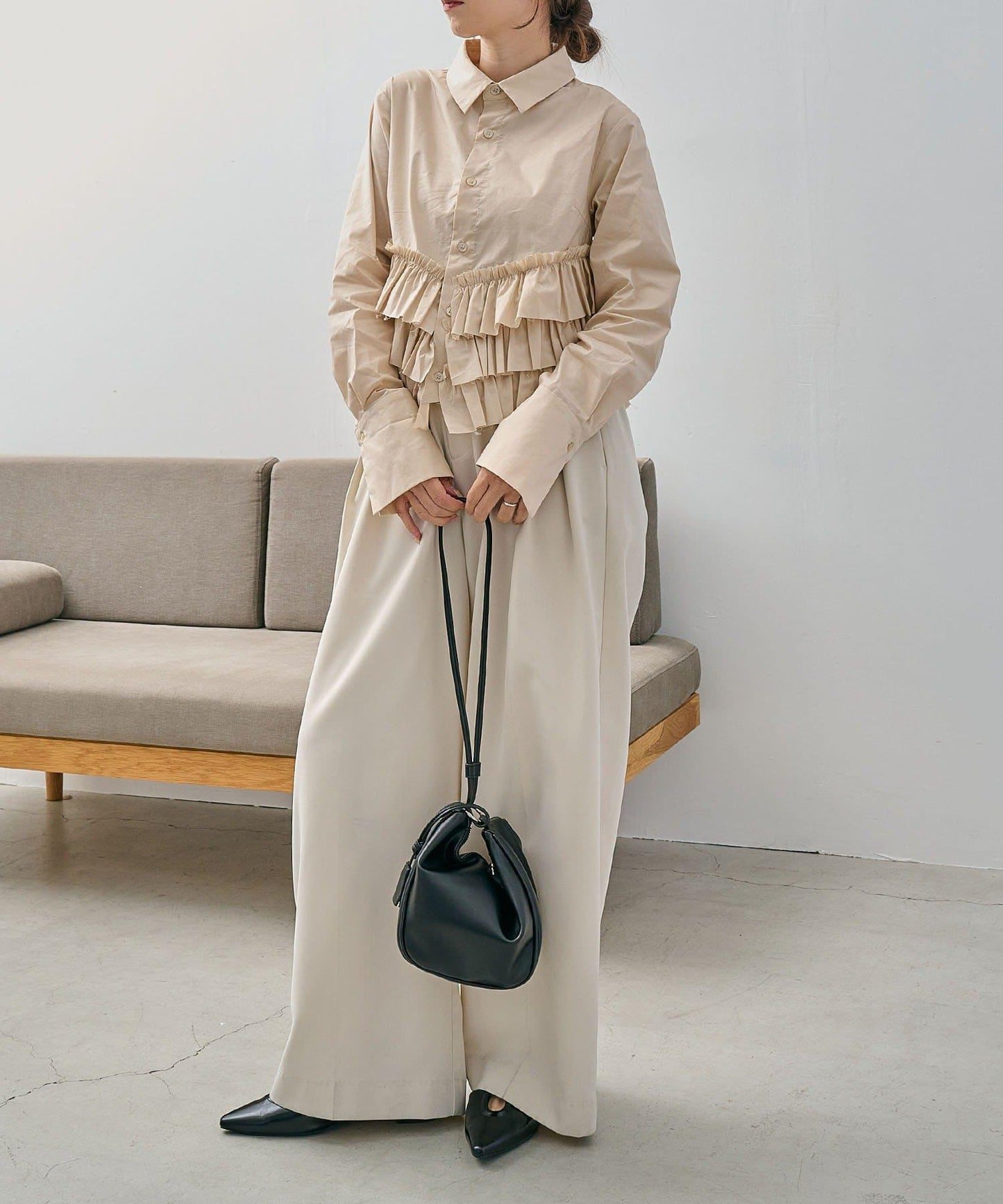 下襬荷葉邊設計 襯衫