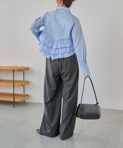 下襬荷葉邊設計 襯衫