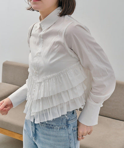 下襬荷葉邊設計 襯衫