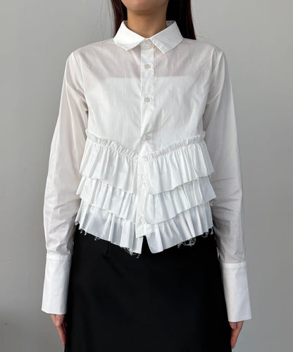下襬荷葉邊設計 襯衫