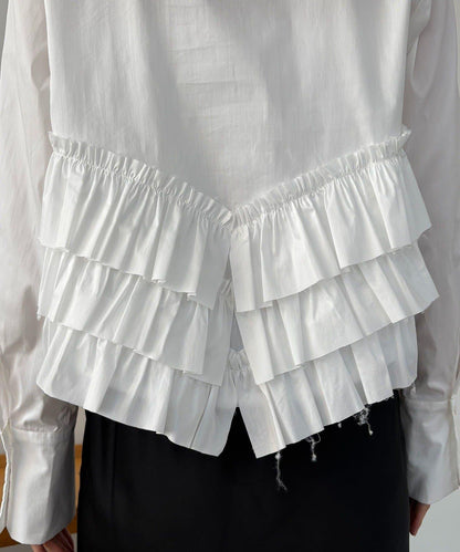 下襬荷葉邊設計 襯衫