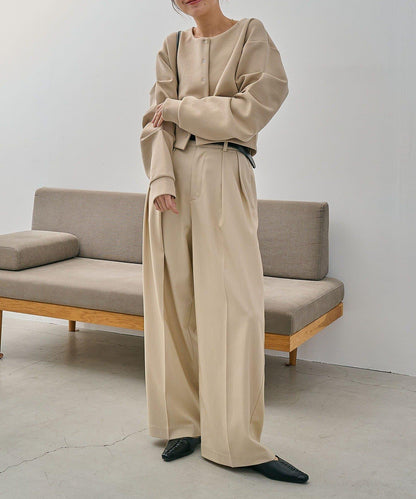 空氣層針織 褶皺袖 針織開衫