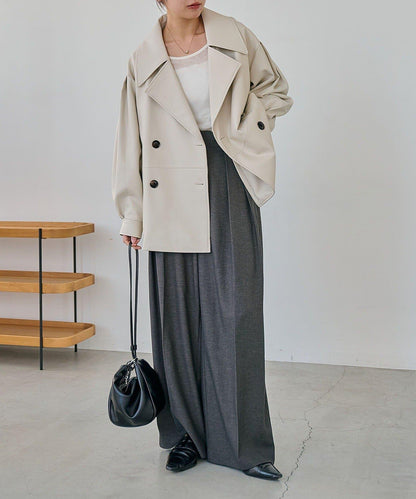 皮革中長款大衣