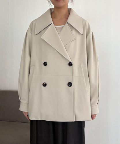 皮革中長款大衣