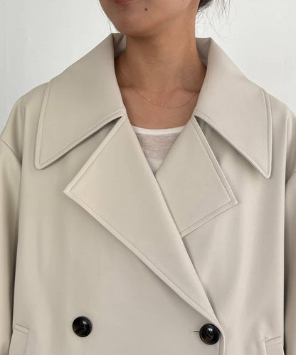 皮革中長款大衣